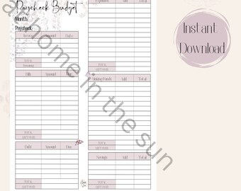 Honey Bee Printable Paycheck Budget Planner Worksheet (PDF) Digital Download, Income & Expense