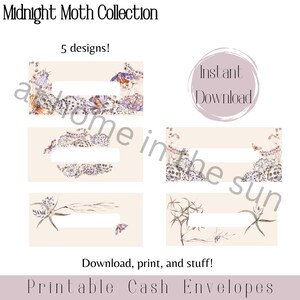 Printable Cash Envelopes, Money Transaction Tracker, Sinking Funds Cash Stuffing Savings Trackers, Cash Budgeting, Purple Moth SET OF 5