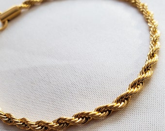Gold Twisted Cable Chain Bracelet, 18k Gold Plated Stainless Steel, 3mm Rope Chain, Twisted Cable Chain, Gift for Her, Christmas Gift
