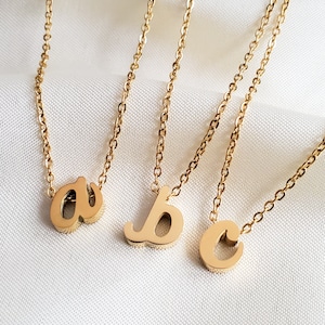 Gold Schreibschrift Initial Halskette, Silber Schreibschrift Initial Halskette, 18k vergoldet, Silber überzogen, Buchstabe Anhänger, Geschenk für sie, Weihnachtsgeschenk