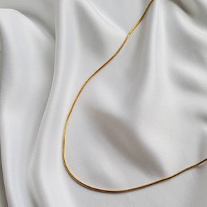 Dainty Gold Snake Chain Necklace, 18k Gold Plated, Thin Snake Chain, Layering Delicate Necklace, Gift For Her, Christmas Gift Idea