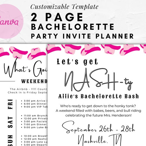 Nashville Bachelorette Party Invitation Template DIY Bach - Etsy