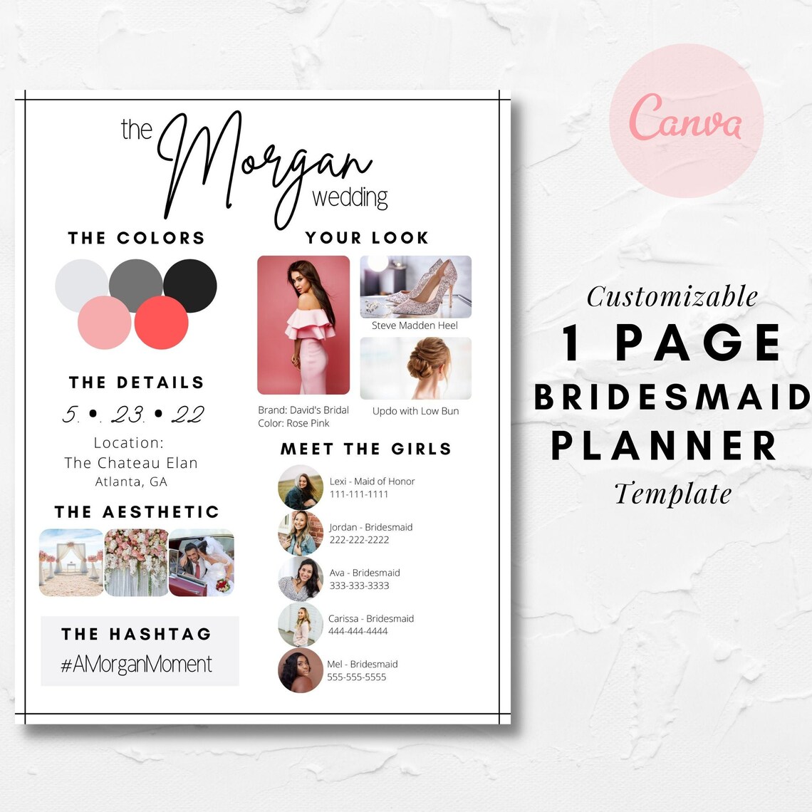 bridesmaid-planner-information-sheet-wedding-day-wedding-etsy-uk