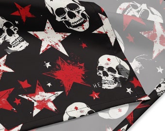 Skulls and Stars Punk Bandana - Halloween, Gothic, Skeleton, Bandana
