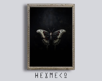 Ethereal Moth Print - Dark Academia Moody Wall Art (Digital Download)