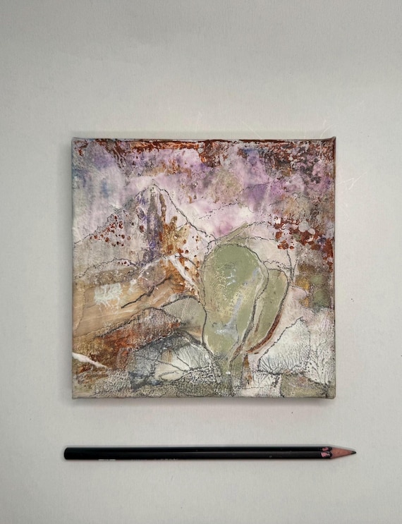 Leinwandgemälde Origamiserie: Bioliebe abstrakt schwarzer Tee, Kaffee, Aquarelle, Guache, Kohle,  • gespannt auf Holz Einzelstück 10x10 cm