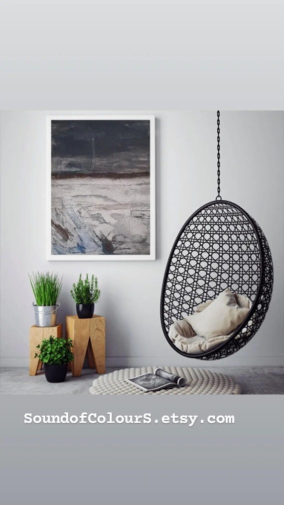 Leinwandbild Erdtöne abstrakt - Umwelt - Ölpastell Graphit Kreide - handgefertigt - Kaffeeart - 30 x 25 Leinwand - Nr. 118 - soundofcolours