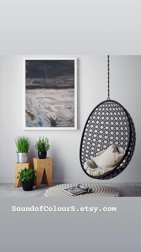 Leinwandbild Erdtöne abstrakt - Umwelt - Ölpastell Graphit Kreide - handgefertigt - Kaffeeart - 30 x 25 Leinwand