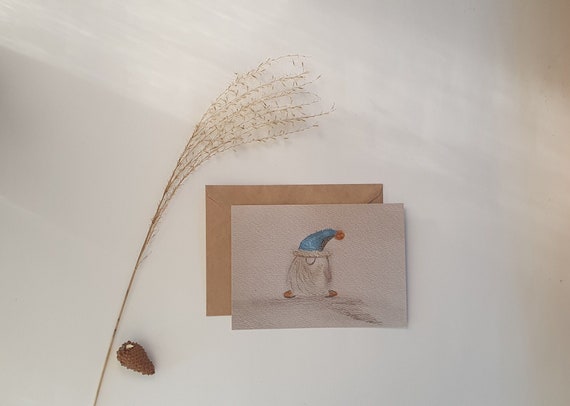 Wichtel Weihnachtskarte handgemacht mit Umschlag l lustig niedlich Weihnachtsmann l A6 Karte Glossy hochwertig