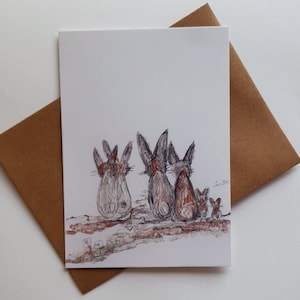 Osterpostkarte Hasenfamilie + Umschlag A6 • handarbeit • Druck | Kaffee • Vintage| Taufe | Neugeborenes | Geburt I Ostern I Grußkarte