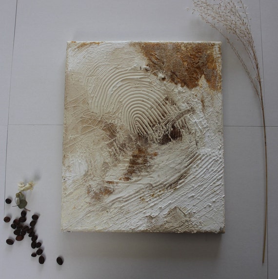 Strukturbild 3D Gemälde: Zimtkaffee - Vintage - Handgefertigt - Kaffeeart - natürlich - abstrakt - 30 x 25 Leinwand