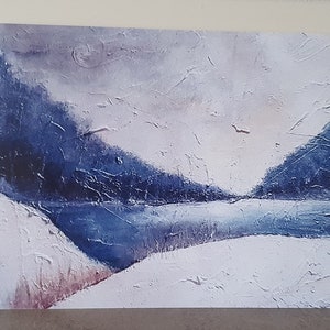 Grußkarte Landschaft Vintage mit Umschlag •  handgearbeitet l Kunstdruck l A6 Karte glänzend l Schnee | Winterlandschaft für Taufe Ruhestand