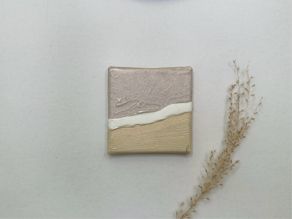 3D Strukturleinwandgemälde: abstraktes Bohobildchen - Bioliebe- Kurkuma, Kohle, Guache, etwas Acryl • gespannt auf Holz klein Einzelstück