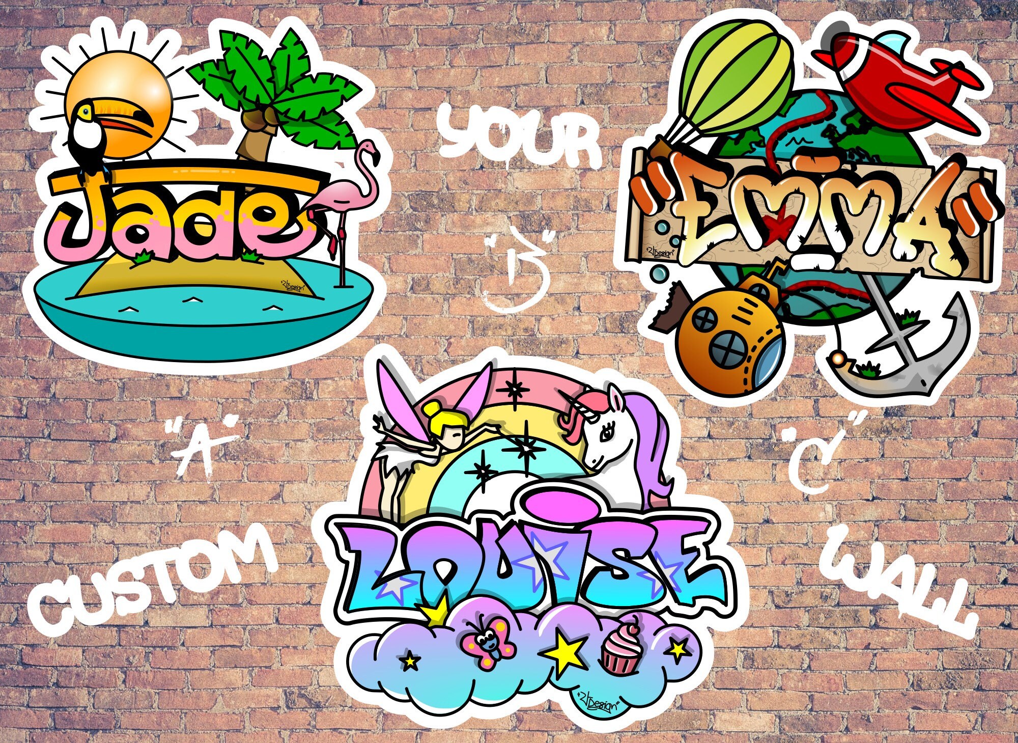 Adhésif Mural Prénom Personnalisable Graffiti Fille