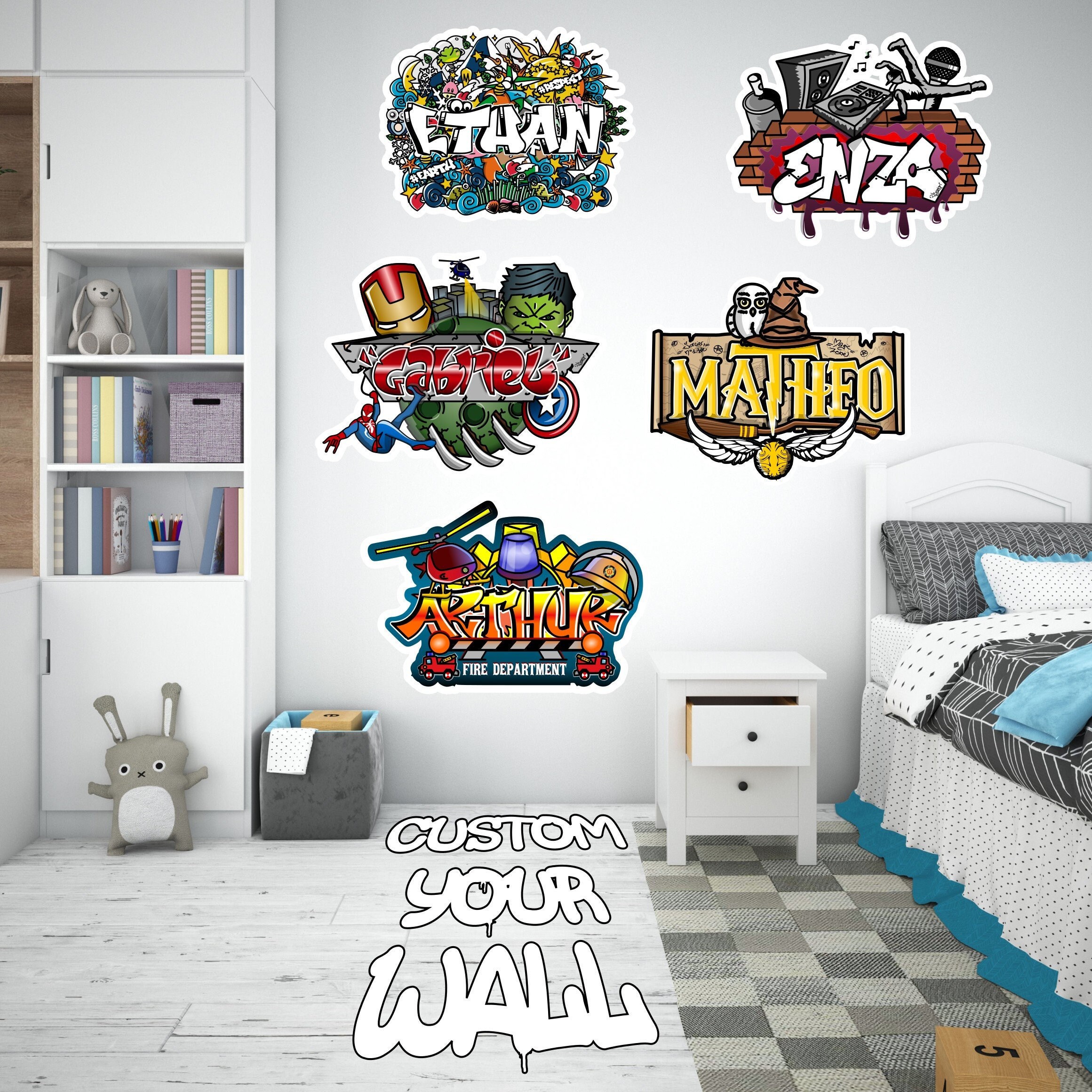 Adhésif Mural Prénom Personnalisable Graffiti Garçon