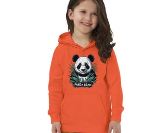 Panda  Kids eco hoodie, panda bear animal kids hoody, panda bear vegan hoodies, panda warm hoodie with a pocket pouch, panda hoody gift idea