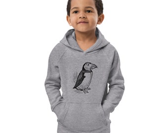 Puffin kids hoodie, Kids eco hoodie, puffin kids sweatshirt, bird kids hoodie, bird kids sweatshirt, puffin unisex sweater, birthday gift