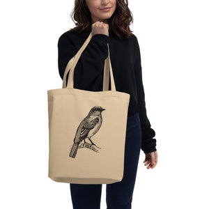 Cute bird tote bag, little bird Eco Tote Bag, bird tote bag gift, gift for her, graduation gift, anniversary gift, birthday gift, cute tote