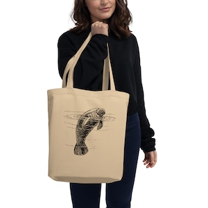Manatee eco friendly reusable tote bag, endangered species tote,manatee gift, birthday gift ideas,animal lovers gift, grocery Christmas gift