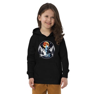 Wolf howling at the moon Kids eco hoodie, wolf howling kids vegan hoodies, wolf comfy eco friendly hoody with a pocket pouch, wolf kid hoody