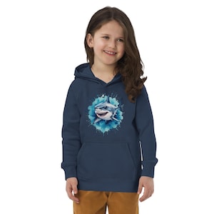 Kids Shark Hoodie: Organic Cotton Blend, Toddler Gift.