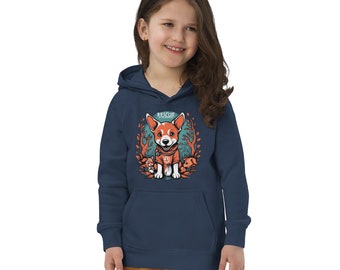 Tierrettungs-Öko-Hoodie für Kinder, süßer Hunderettungs-Hoodie, veganer umweltfreundlicher Kapuzenpullover mit Beuteltasche, Tierrettungshunderettungs-Hoodie-Geschenk