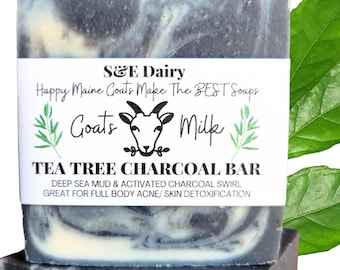 Organic Charcoal Goat Milk Soap: Tea Tree, Deep Sea Mud