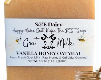 Raw Honey Oatmeal Goat Milk Soap: Vanilla Olive Oil, Gentle Moisturizing