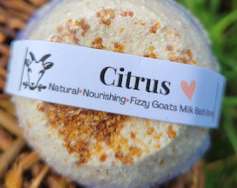 Citrus Goat Milk Bath Bomb: Lemon Orange Essential Oils, Natural Skincare