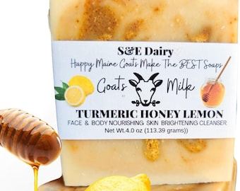 Turmeric Honey Lemon Goat Milk Face Soap Bar: Homemade Organic Cleansing Bar, Brightening