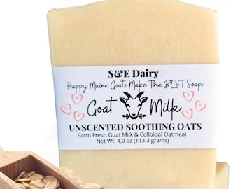 Unscented Oatmeal Goat Milk Soap: Homemade, Sensitive Skin, Eczema