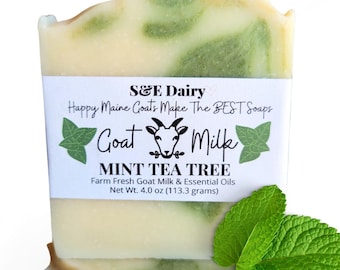 Handmade Mint Tea Tree Goat Milk Soap: Natural Sensitive Skin Bar
