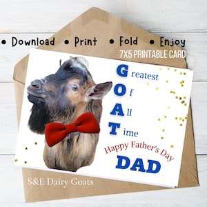 Papa chèvre, meilleur papa, carte de fête des pères, carte à imprimer à la maison, téléchargement immédiat carte imprimable 7 x 5