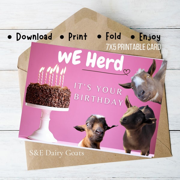 Goat Birthday Card, Gifts with goats, Printable goat birthday card, Goat gifts for goat lovers,Funny Goat Gift Card, Goat Stuff, Goat Party