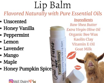 Natural Goat Milk Lip Balm: Essential Oils, Handmade Lip Butter