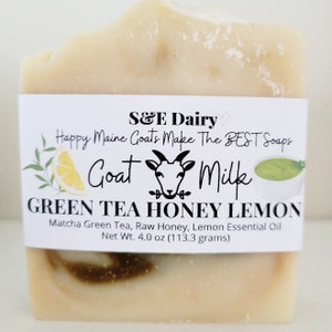 Matcha Green Tea Honey Lemon Goat Milk Soap Made with Farm Fresh Milk, Organic Green Tea, Local Raw Honey and Lemon Essential Oil