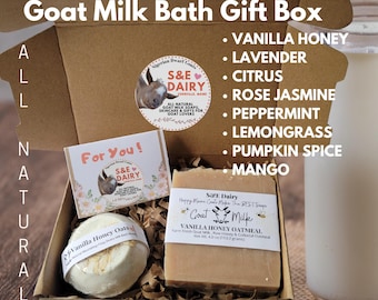Vanilla Honey Oatmeal Goat Milk Soap Gift Set: Natural Bath Bomb