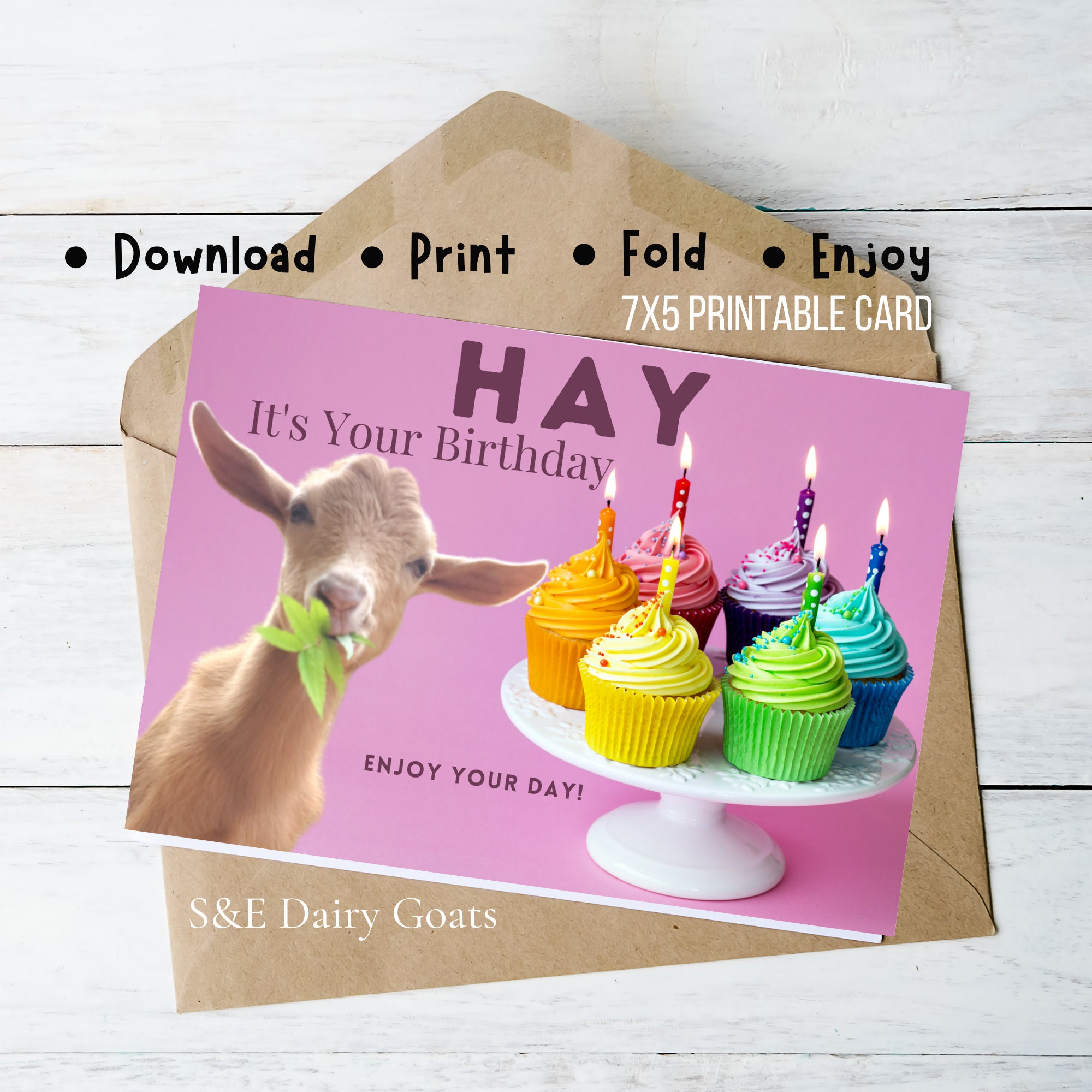 Goat Birthday Card Gifts With Goats Printable Goat Birthday Etsy