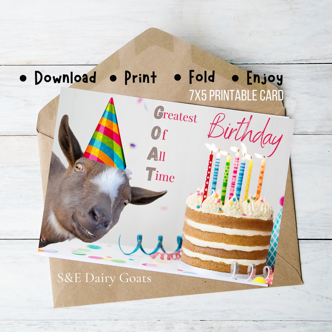 Goat Birthday Card, Gifts With Goats, Printable Goat Birthday Card