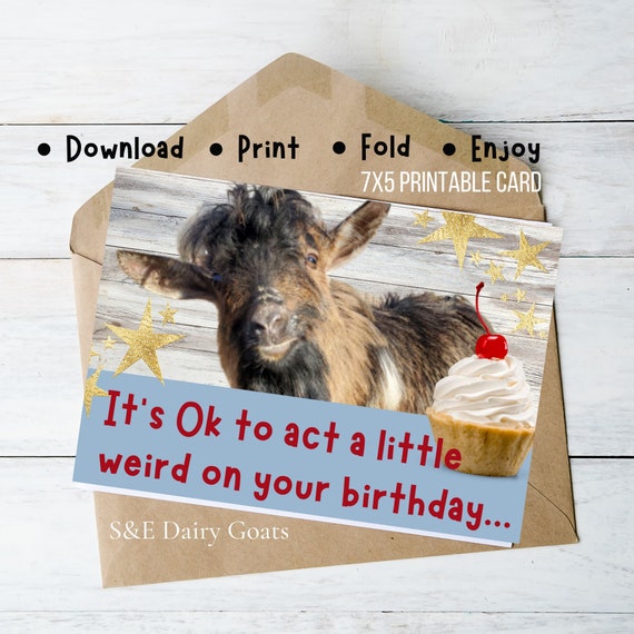 Goat Birthday Card, Gifts With Goats, Printable Goat Birthday Card