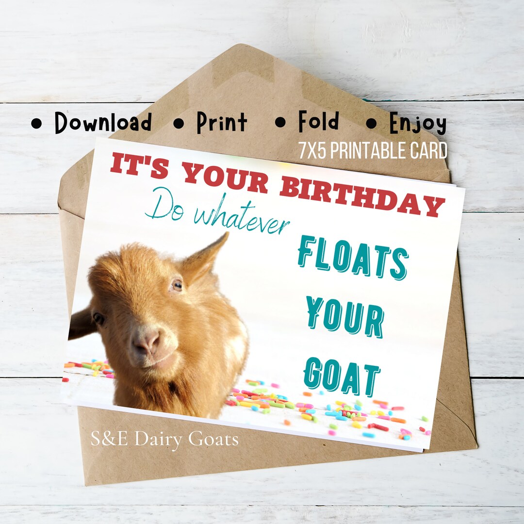 Goat Birthday Card, Gifts With Goats, Printable Goat Birthday Card