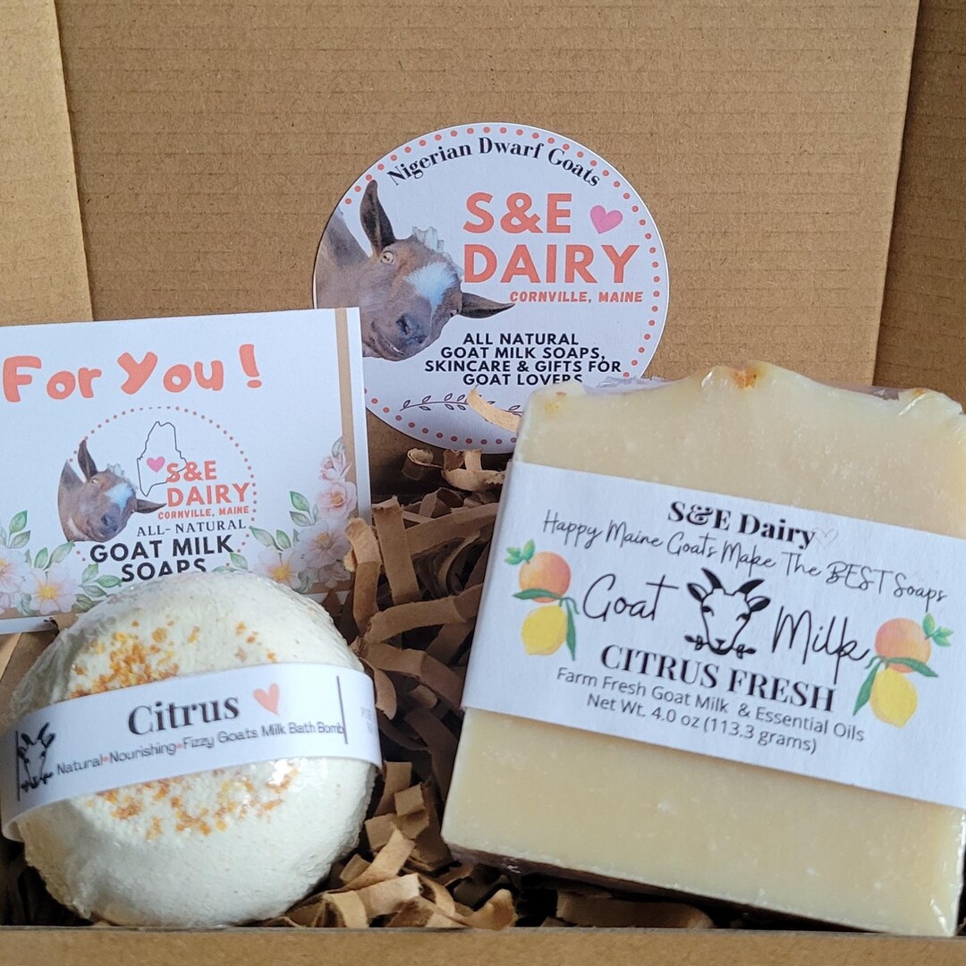 Organic Goat Milk Soap & Bath Bomb Gift Set Citrus