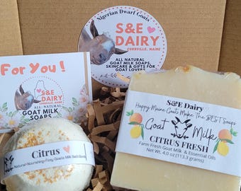 Organic Goat Milk Soap & Bath Bomb Gift Set: Citrus Scented