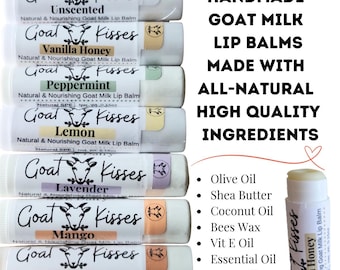 Goat Milk Lip Balm Set: Natural Essential Oils, Handmade, Moisturizing