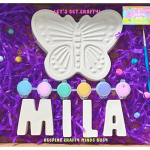 Paint Your Own Name: Kids Butterfly Craft Diy Kit -Children’s Birthday Party - Girls Boys