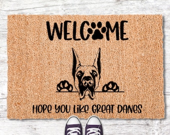 Dog Lovers Gifts for Him or Her Custom Great Dane Rug Outdoor Mat for Dog Dad and Mom Custom Tree Outdoor Mat Memorial Silhouette