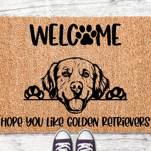 Kobalo Personalized Golden Retriever Entry 16x24 Inch Front Door Mat  Outside Carpet Decorative Doormat Welcome to House Funny Gifts for Dogs  Lovers