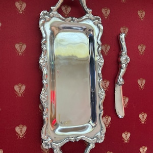 Vintage Heco en Mexico silver  tray and knife