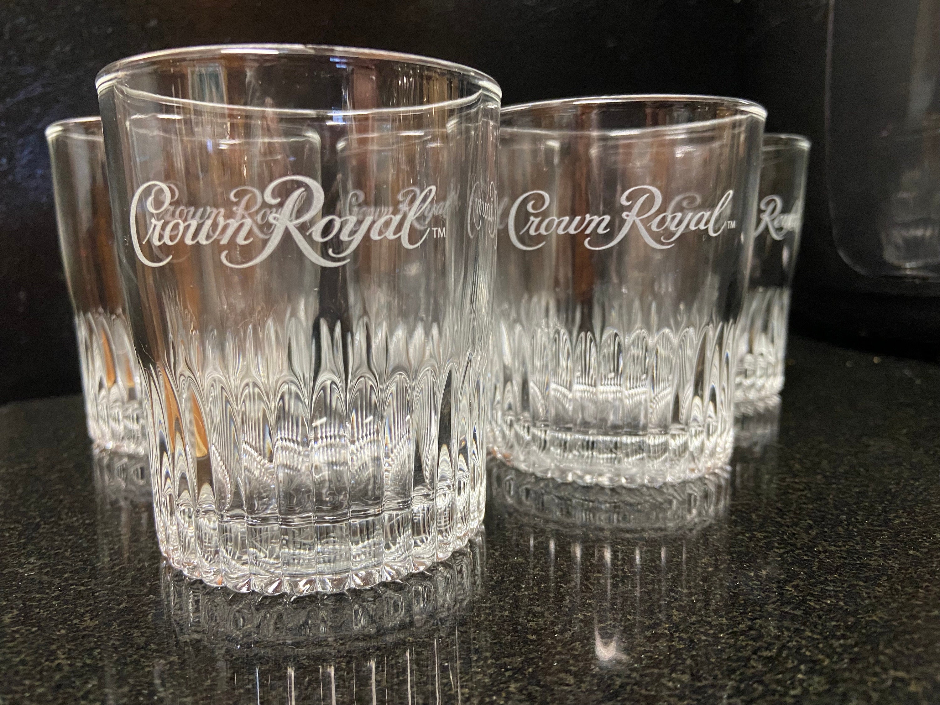 Vintage Crown Royal Etched Whiskey Glasses Etsy