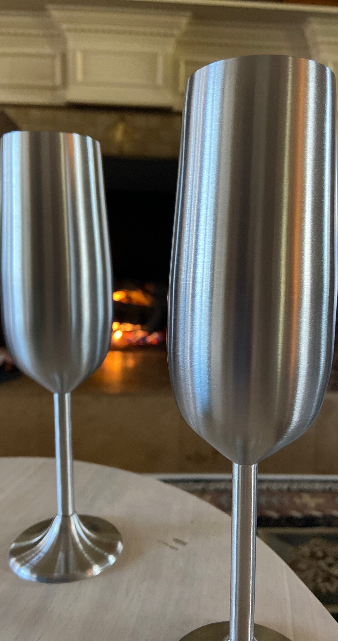 Two Stainless Steel Champagne Glasses Etsy